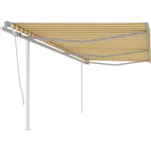 Image of Vidaxl - Manual Retractable Awning with Posts 6x3.5 m Yellow and White Yellow