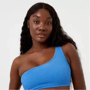 Image of Jack Wills Crinkle Asymmetric Bikini Top - Blue