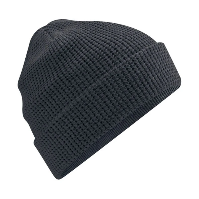 Image of Beechfield Mens Waffle Cotton Beanie in Mid Grey Mid Grey Male One Size
