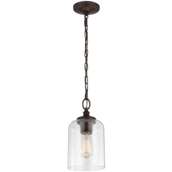 Image of Elstead - Hounslow - 1 Light Ceiling Mini Pendant Bronze, E27
