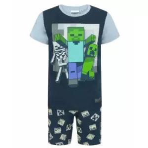 Image of Minecraft Boys Undead Short Pyjama Set (6 Years) (Navy)