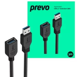 Image of PREVO USBM-USBF-3M-3.0 USB cable USB 3.2 Gen 1 (3.1 Gen 1) USB A Black