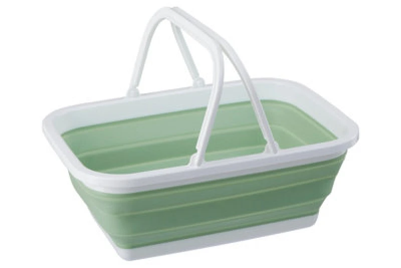 Image of Premier Housewares Averill Collapsible Green White Basket With Handles Green