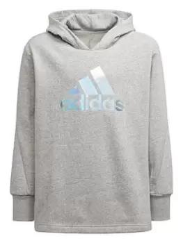 Image of adidas Older Girls Move Hoodie - Grey Heather, Grey Heather, Size 9-10 Years, Women