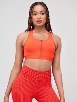 Image of Nike Medium Support Zip Front Bra - Red, Red Size M Women