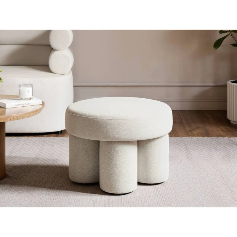 Image of Solace+Co Ferro Low Pouffe Beige Fabric Beige Unisex