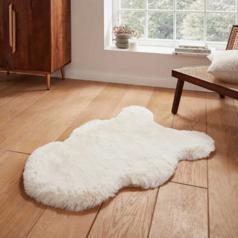 Image of Ivory Plain Shaggy Luxurious Modern Rug For Living Room And Bedroom-60Cm X 180Cm (Double)