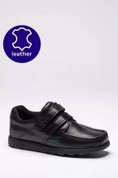 Image of Boys Kickers Fragma Strap Shoes - Black - Size: 1 Junior