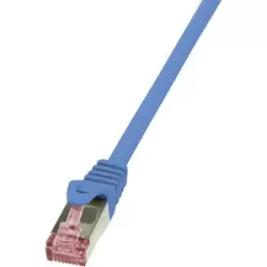 Image of LogiLink CQ2046S RJ45 Network cable, patch cable CAT 6 S/FTP 1.50 m Blue Flame-retardant, incl. detent