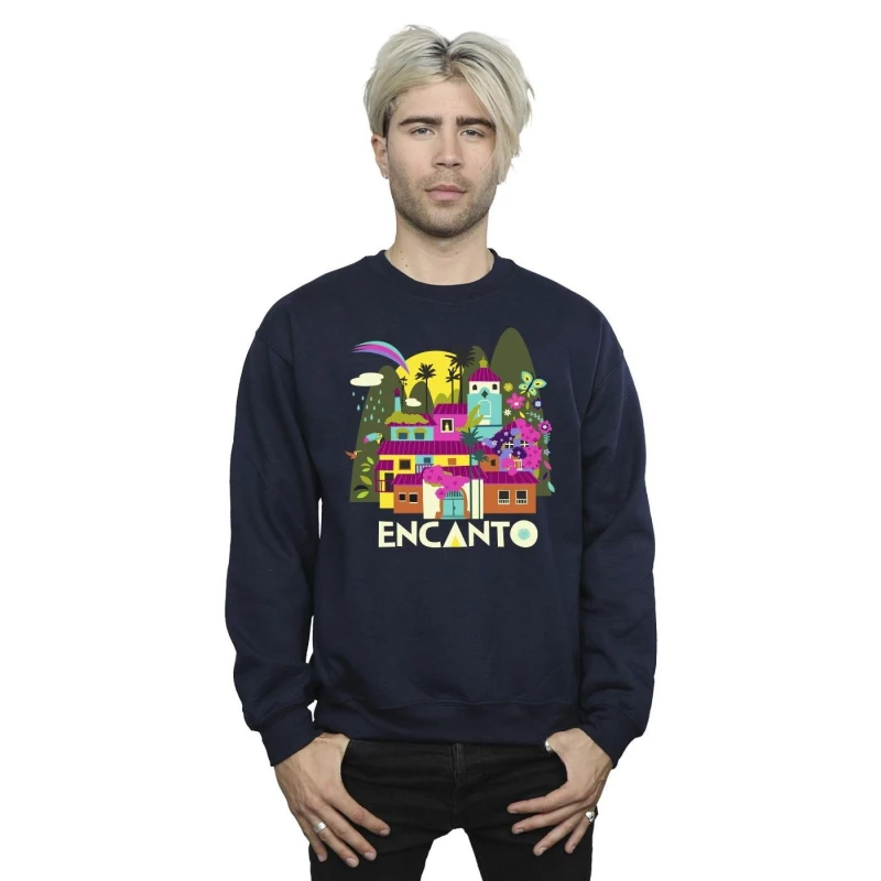 Image of Disney Men Encanto Many Houses Sweatshirt in Navy Size: Small Navy S Male 5063153606838