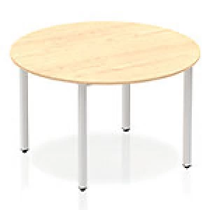 Image of Impulse Circle Table 1200 Maple Box Frame Leg Silver
