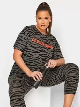 Image of Yours Do Your Thing Animal Active Top, Grey, Size 22, Women