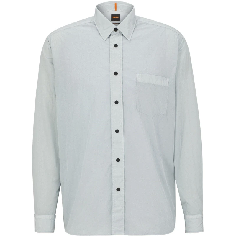 Image of Boss Mens Lambini Long Sleeve Plain Shirt Pastel Grey male L