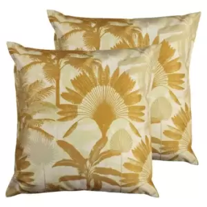Image of Furn. Palms Outdoor Twin Pack Polyester Filled Cushions Ochre