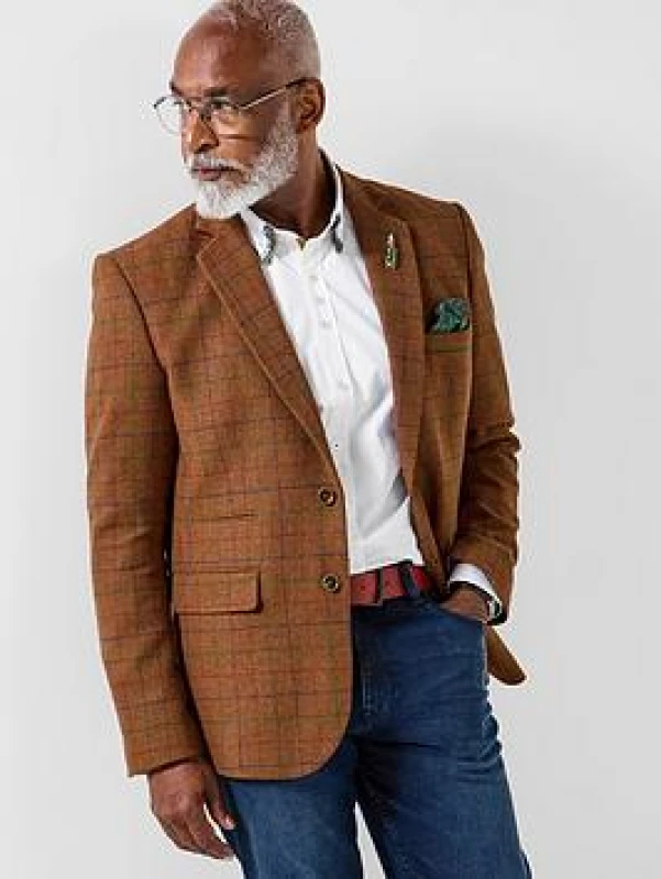 Image of Joe Browns Joe Browns Men Smart Casual Tailored Check Blazer in Brown Size: 48R Brown 48R Male 5059953310532