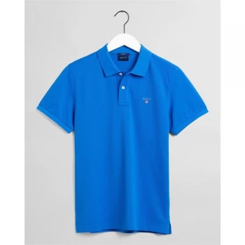 Image of Gant Original Pique Short Sleeve Polo Shirt - Strong Blue 466