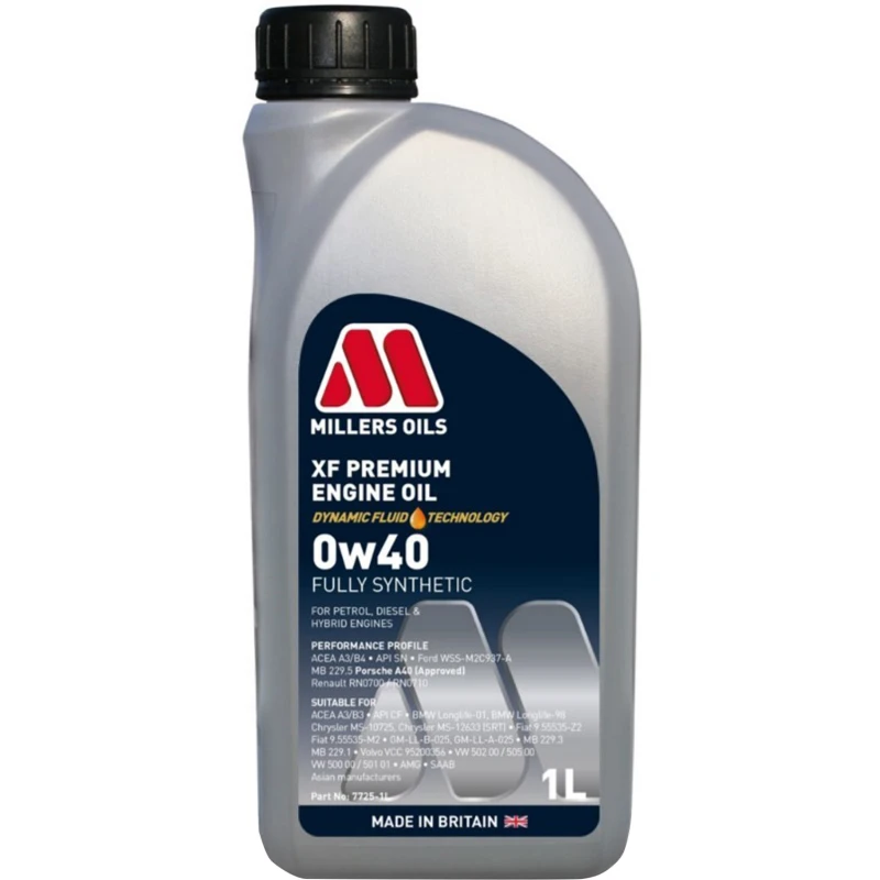 Image of MILLERS OILS 7725-1 Engine oil Capacity: 1l, 0W-40, Synthetic Oil Engine Oil (1862)