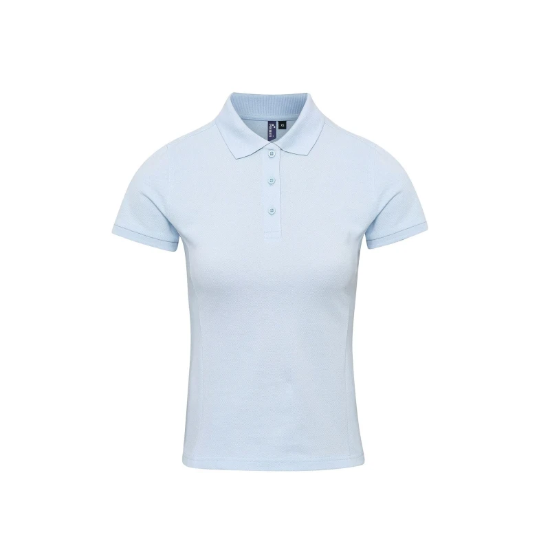 Image of Premier Womens Coolchecker Plus Piqu Polo With CoolPlus in Light Blue Size: XS Light Blue Female XS