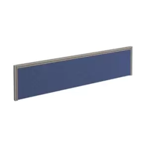 Image of Straight fabric desktop screen 1600mm x 380mm - blue fabric with silver aluminium frame