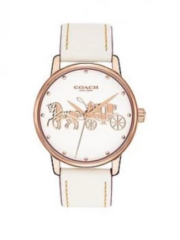 Image of Coach Coach Grand White Dial White Leather Strap Watch