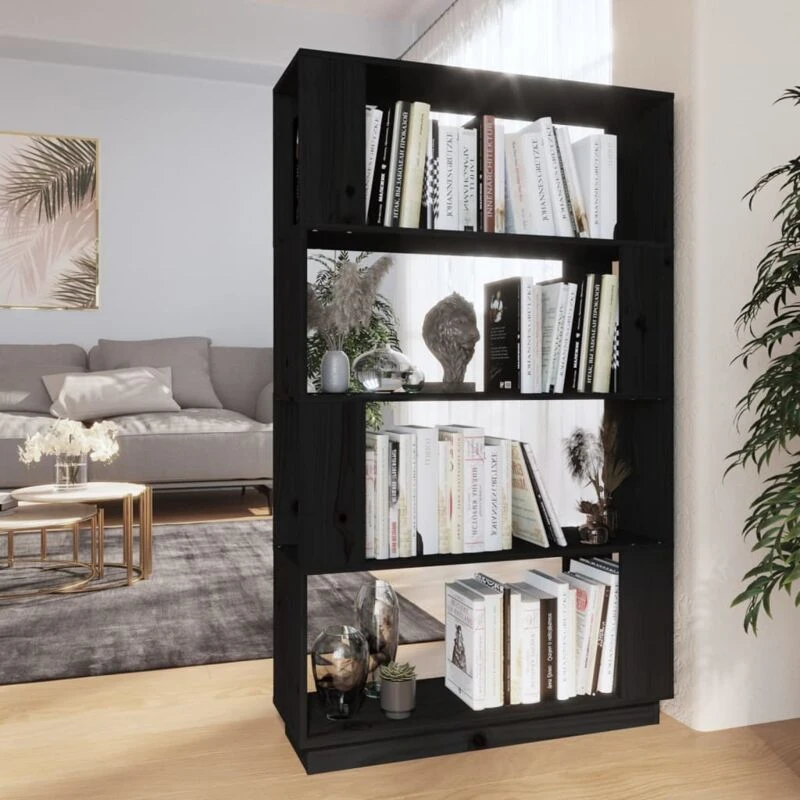 Image of VIDAXL Vidaxl - Book Cabinet/Room Divider Black 80x25x132cm Solid Wood Pine 8720286906064