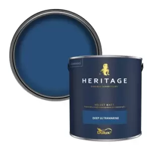 Image of Dulux Heritage Velvet Matt Deep Ultramarine Matt Emulsion Paint 2.5L