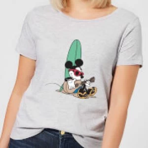 Image of Disney Mickey Mouse Surf And Chill Womens T-Shirt - Grey - M