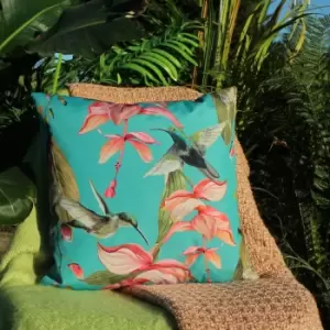 Image of Evans Lichfield Hummingbirds Outdoor Cushion Blue