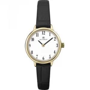 Image of Accurist Octagon White Dial Black Leather Strap Ladies Watch 8267