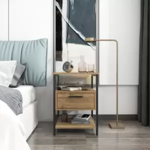 Image of Alba Nightstand With Drawer , Side End Table With Shelves, Space Saver Modern Night Table- Oud Pattern And Black - Decorotika