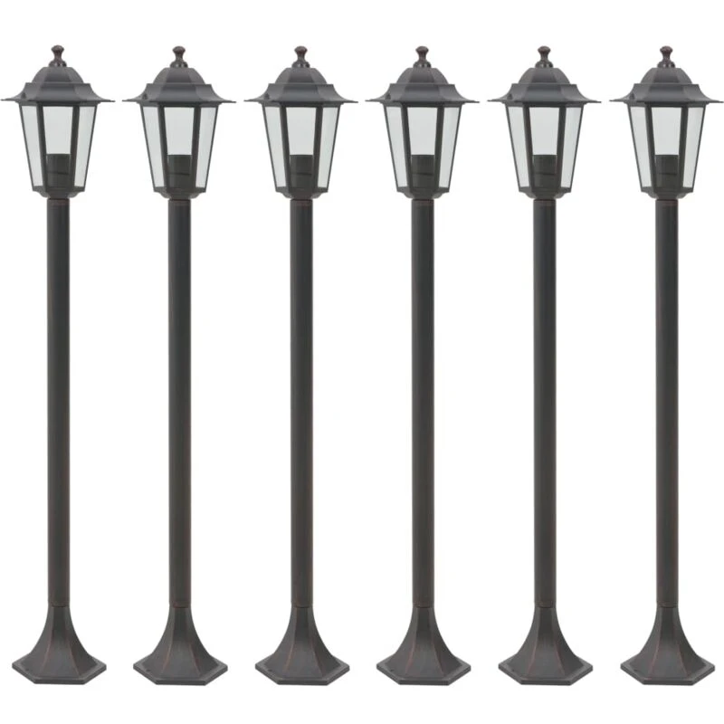Image of VIDAXL Garden Post Lights 6 pcs E27 110cm Aluminium Bronze Vidaxl 44205fr