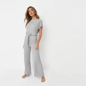 Image of Missguided Thick Tie Waist Jumpsuit - Grey
