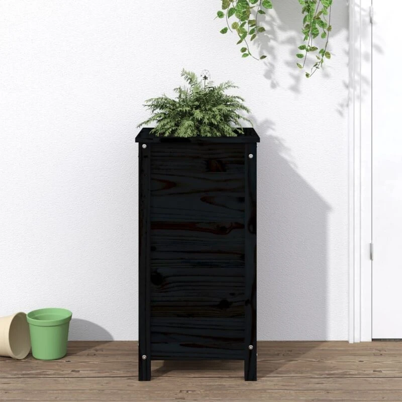 Image of vidaXL Garden Planter Black 40x40x78cm Solid Wood Pine, Black 825279