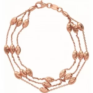 Image of Ladies Links Of London Sterling Silver Essentials Beaded 3 Row Bracelet Medium