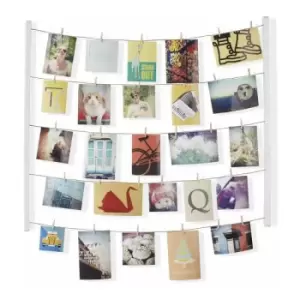 Image of Umbra Hangit Photo Display - DIY Picture Frames Collage Set Includes Picture Hanging Wire Twine Cords, Natural Wood Wall Mounts and Clothespin Clips