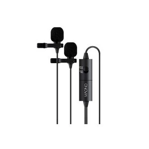 Image of Maono Lavalier Tie-Clip On Lapel Microphone Dual Head 3.5mm 4 Pole Jack 0.25" Adapter