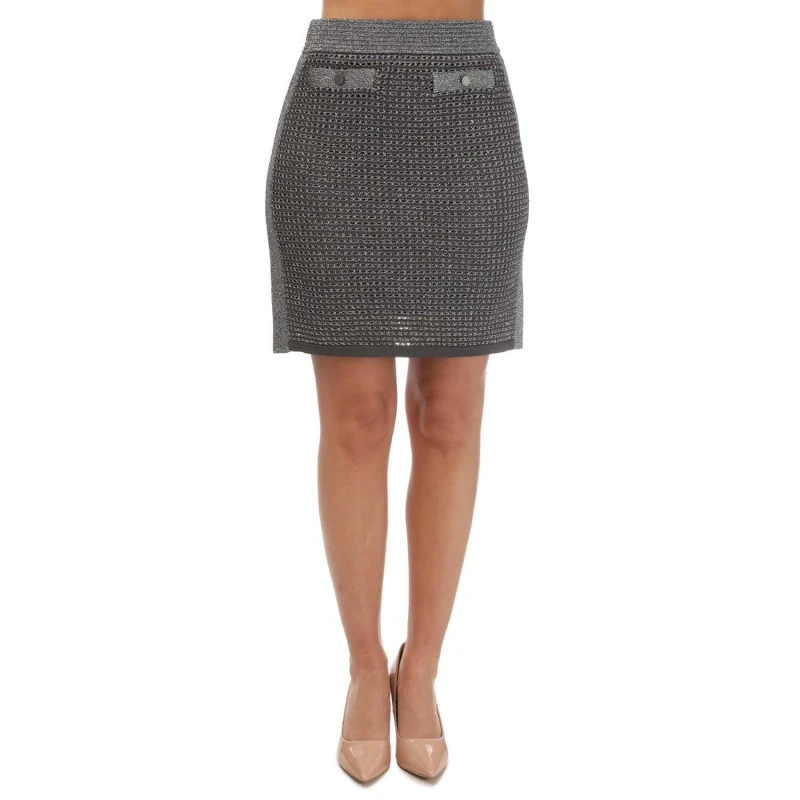Image of Ted Baker Sanniaa Metallic Knitted Mini Skirt - Grey Grey 8