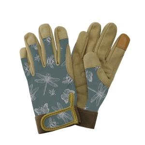 Image of Westland Kent & Stowe Teal Flutter Bugs Comfort Gloves Medium - Garden & Outdoor