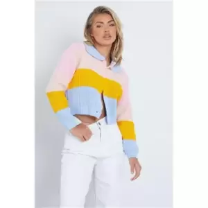 Image of I Saw It First Orange Striped Button Down Cardigan With Collar - Orange