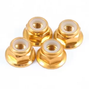 Image of Fastrax M4 Gold Flanged Locknuts 4Pcs