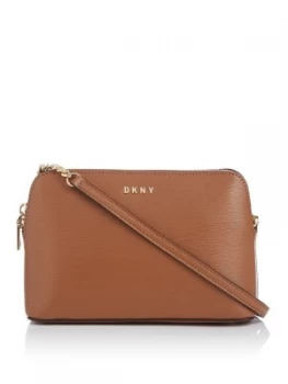 Image of DKNY Sutton top zip cross body bag with chain Brown