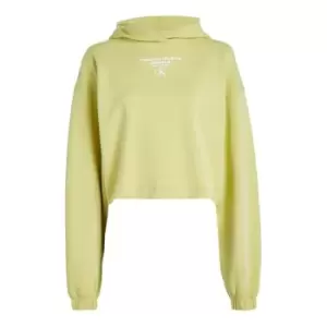 Image of Calvin Klein Jeans Gathered Hem Cropped Hoodie - Gold