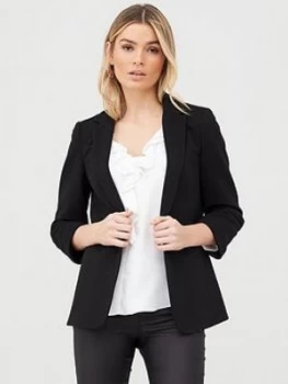 Image of Wallis Ribbed Turn Back Cuff Jacket - Black, Size 8, Women