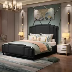 Image of Envisage Trade - Elixa Upholstered Beds - Plush Velvet, Small Double Size Frame, Black - Black
