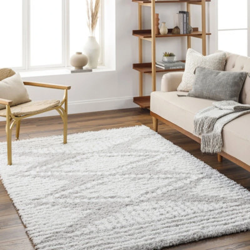 Image of Livabliss Shaggy Modern Plush Pile Light Grey Nuria Area Rug 200 X 290 Cm - Easy Care, Non Shedding, Ideal For Living Room & Bedroom