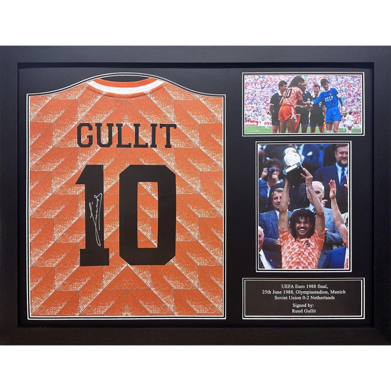 Image of AllStarSignings Ltd Ruud Gullit signed & framed Netherlands shirt Orange unisex One Size