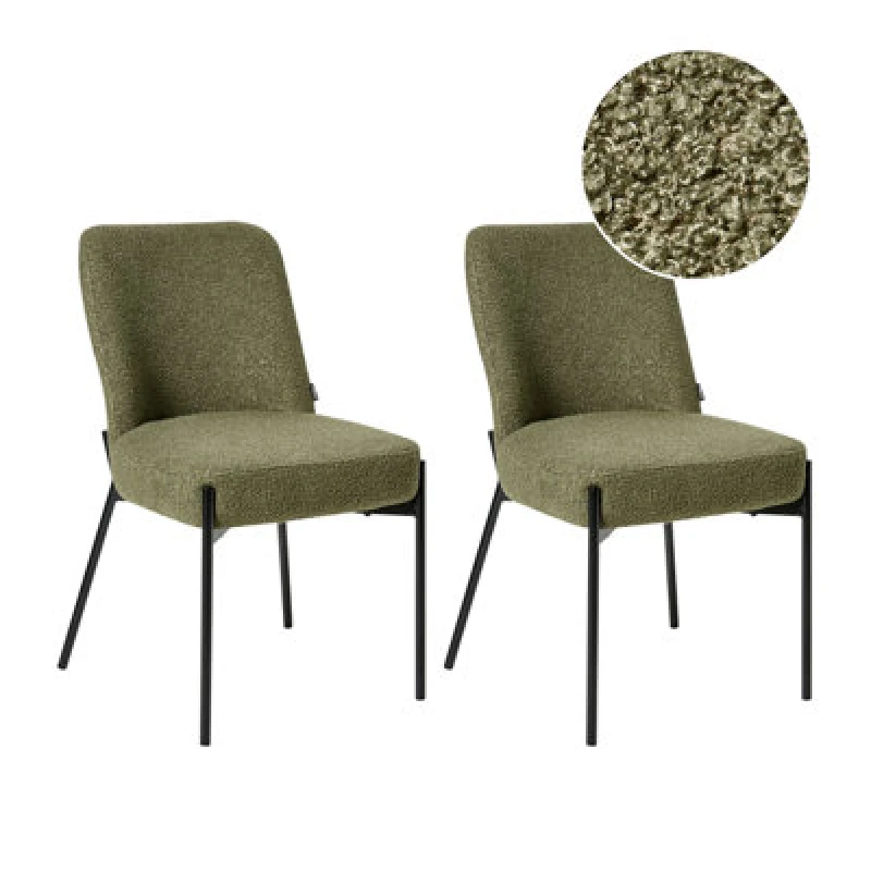 Image of Beliani Set Of 2 Chairs Malin Boucle Dark Green