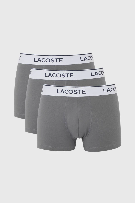Image of Lacoste Mens 3 Pack Boxers Grey Size: Medium Grey Male M