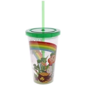 Image of Funky Leprechaun Double Walled Cup with Lid and Straw