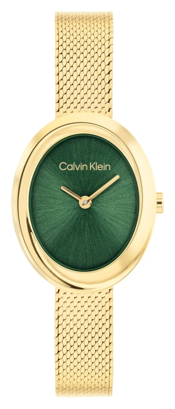 Image of Calvin Klein 25100152 Twisted Bezel (24mm) Green Dial / Gold Watch